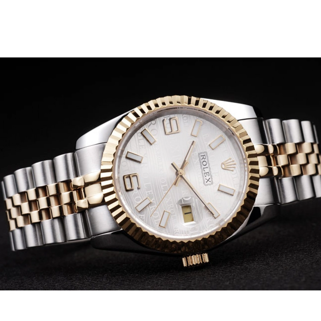AAA replica watch DateJust Silver Dial Rolex 18k Stainless Plated Tone Gold Steel 98084 Two 0719